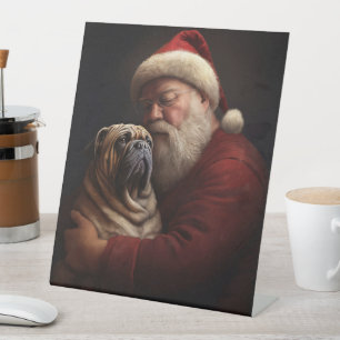 Shar Pei With Santa Claus Festive Christmas Pedestal Sign