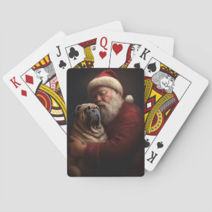 Shar Pei With Santa Claus Festive Christmas Playing Cards