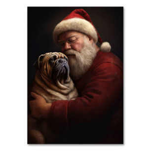 Shar Pei With Santa Claus Festive Christmas Table Number