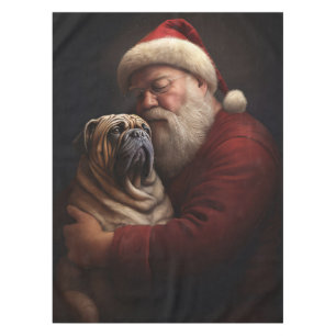 Shar Pei With Santa Claus Festive Christmas  Tablecloth
