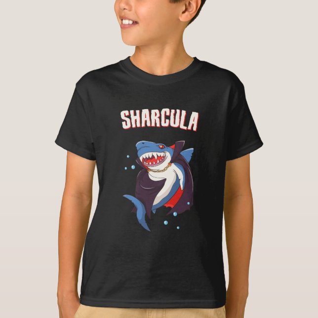 Sharcula Funny Dracula Shark Vampire Halloween T-S T-Shirt (Front)