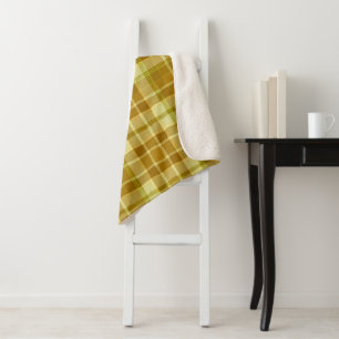 Shardes Of Yellow Plaid Sherpa Blanket
