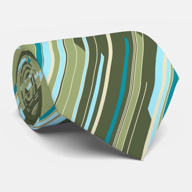 Shards Geometric Striped Olive Two-sided Tie (Rolled)