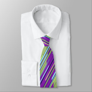 Shards Geometric Striped Violet & Moss Two-sided Tie