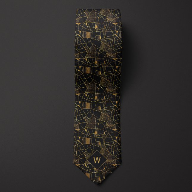 Shards of Gold on Black Abstract Tie (Creator Uploaded)