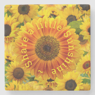 Share a little Sunshine Yellow Orange Sunflower  Stone Coaster