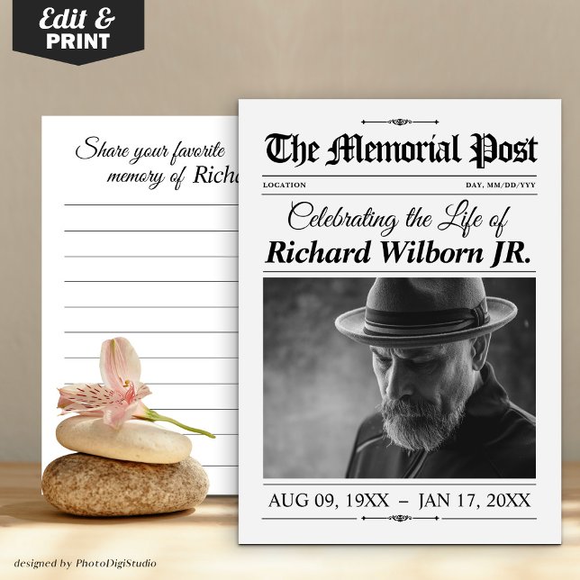 Share a Memory Card Funeral Memorial Newspaper (Share a Memory Card Funeral Memorial Newspaper)