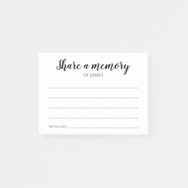 Share a Memory Celebration of Life Memorial Post-it Notes (Front)