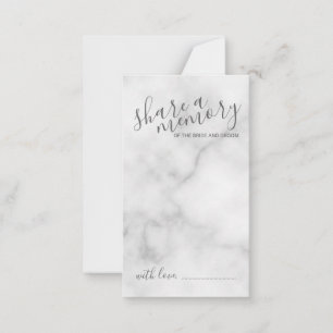 'Share a Memory' Elegant Marble Script Wedding Advice Card