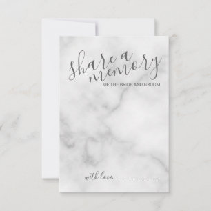 'Share a Memory' Elegant Marble Script Wedding Advice Card
