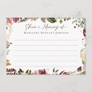Share a Memory Fall Floral Memorial Enclosure Card