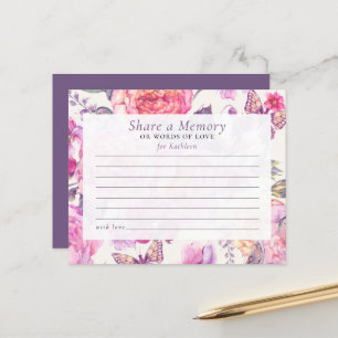 Share a Memory Floral Funeral Attendance Card