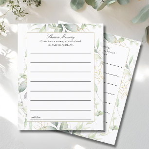"Share a Memory" Funeral Service Attendance Cards