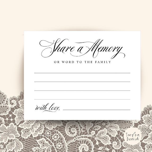 Share a Memory Funeral Service Memorial Card (Share a Memory Funeral Service Memorial Card in Black and White)