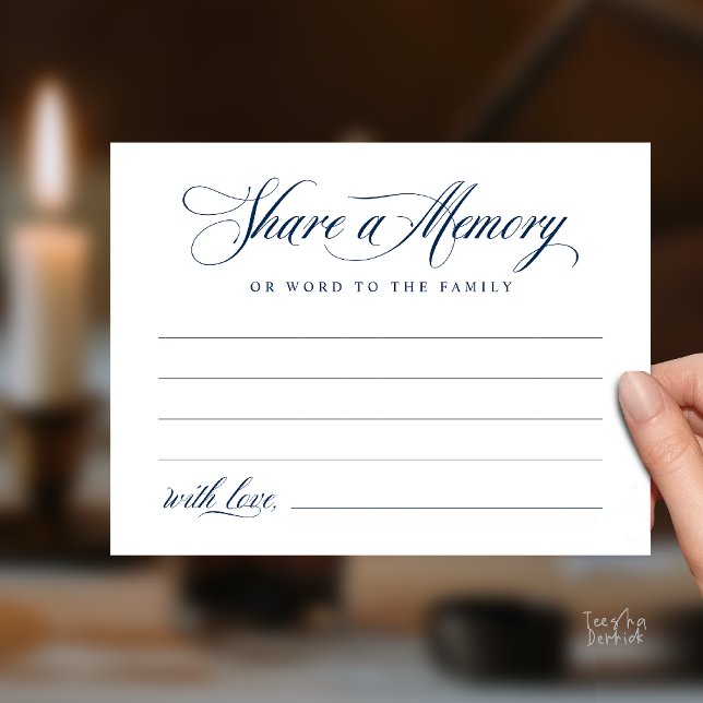 Share a Memory Funeral Service Memorial Card (Share a Memory Funeral Service Memorial Card in navy Blue)
