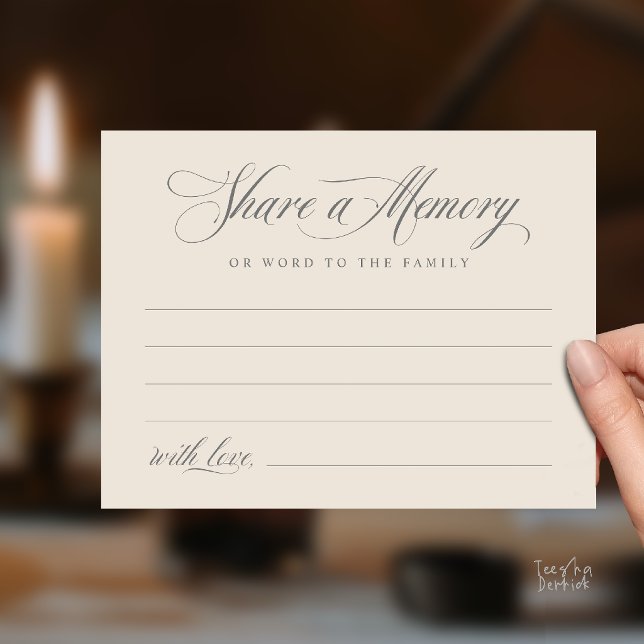 Share a Memory Funeral Service Memorial Card (Share a Memory Funeral Service Memorial Card in Cream and Grey)