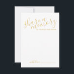 'Share a Memory' Gold Modern Script Wedding Advice Card<br><div class="desc">Add a personal touch to your wedding with a modern script wedding advice and wishes card. This card features title 'share a memory' in gold modern script font style and details in gold modern sans serif font style on white background. Please Note: The foil details are simulated in the artwork....</div>