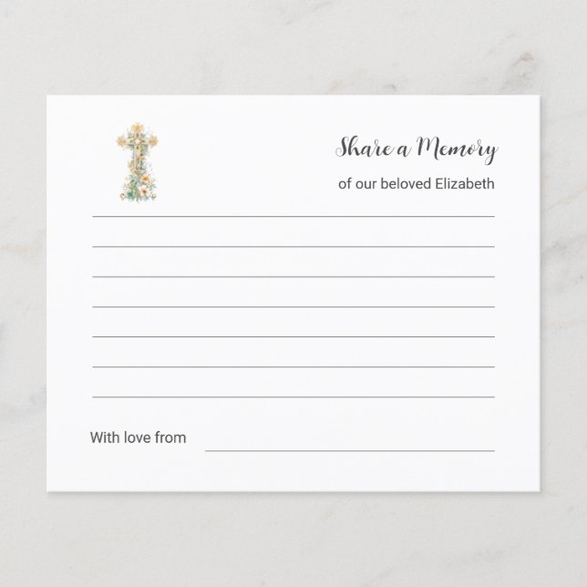 Share a Memory Loving Word Funeral Attendance  (Front)