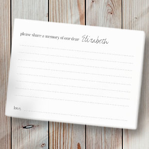 Share a Memory Loving Word Funeral Attendance Card Post-it Notes
