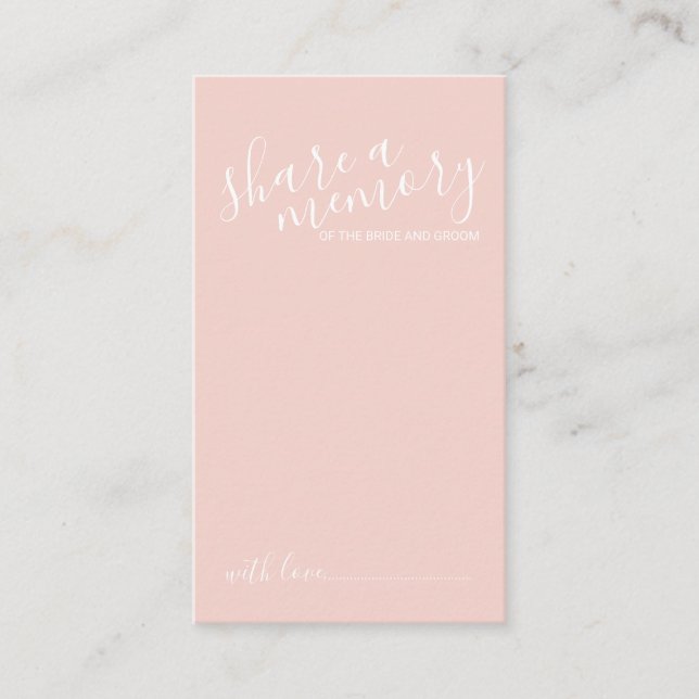 'Share a Memory' Modern Script Wedding Advice Card (Front)
