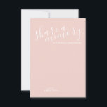 'Share a Memory' Modern Script Wedding Advice Card<br><div class="desc">Add a personal touch to your wedding with a modern script wedding advice and wishes card.
This card features title 'share a memory' in white modern calligraphy font style and details in white modern sans serif font style on blush pink background.</div>