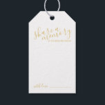 'Share a Memory' Modern Script Wedding Gold Gift Tags<br><div class="desc">Add a personal touch to your wedding with a modern script wedding advice and wishes tag card. This tag card features title 'share a memory' in gold modern script font style and details in gold modern sans serif font style on white background. Please Note: The foil details are simulated in...</div>