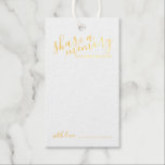 'Share a Memory' Modern Script Wedding Gold Gift Tags<br><div class="desc">Add a personal touch to your wedding with a modern script wedding advice and wishes gold foil tag card.

This card features title 'share a memory' in real gold foil modern script font style and details in modern sans serif font style on white background.</div>
