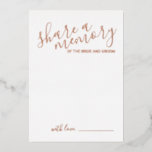 'Share a Memory' Modern Script Wedding Rose Gold<br><div class="desc">Add a personal touch to your wedding with a modern script wedding advice and wishes card.
This card features title 'share a memory' in real rose gold foil modern calligraphy font style and details in real rose gold foil modern sans serif font style on white background.</div>