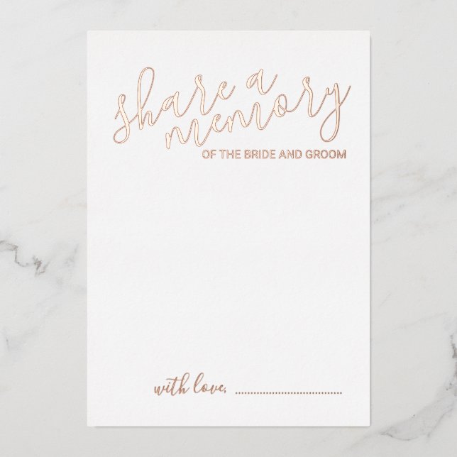 'Share a Memory' Modern Script Wedding Rose Gold (Front)