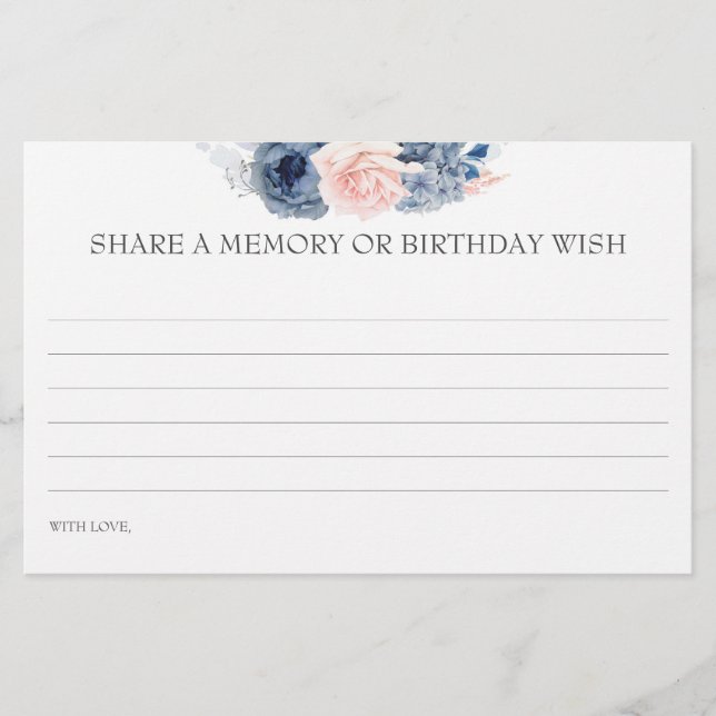 Share a Memory or Birthday Wish Birthday Game Card (Front)