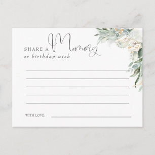 Share a Memory or Birthday Wish Gold and Greenery Postcard