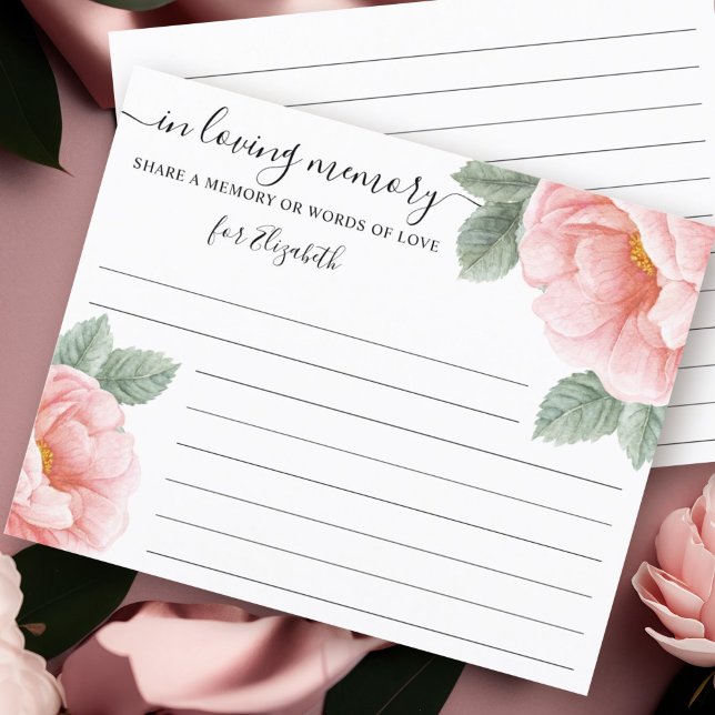 Share a Memory Peony Floral Funeral Attendance (Heartfelt memento enables guests to recount their treasured experiences, moments, and recollections )