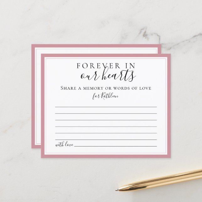 Share a Memory Simple Funeral Attendance Card (Front/Back In Situ)