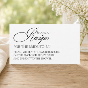 Share a Recipe Minimalist Bridal Shower Enclosure Card