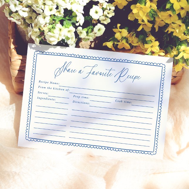 Share A Recipe Whimsical Hand Drawn Bridal Shower (Card Front Mock-up)