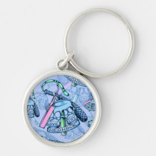 Share, and love your neighbours artwork. key ring