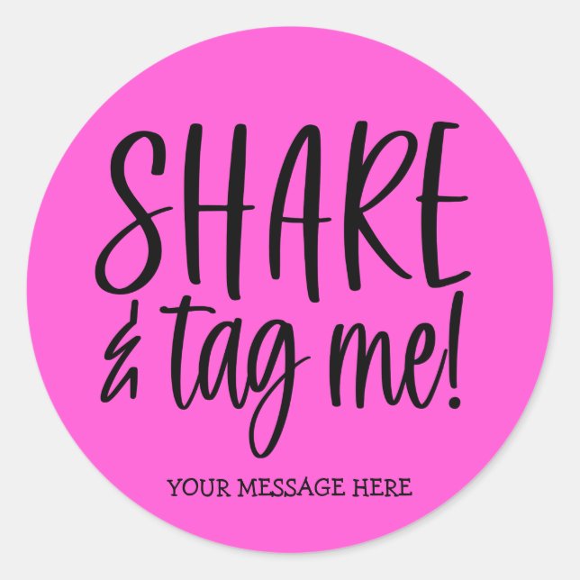Share and Tag Instagram Hot Pink Business Sticker (Front)