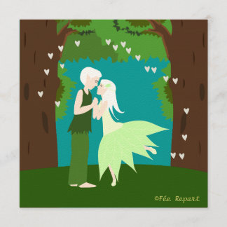 Share marriage couple of elves heart forest invitation