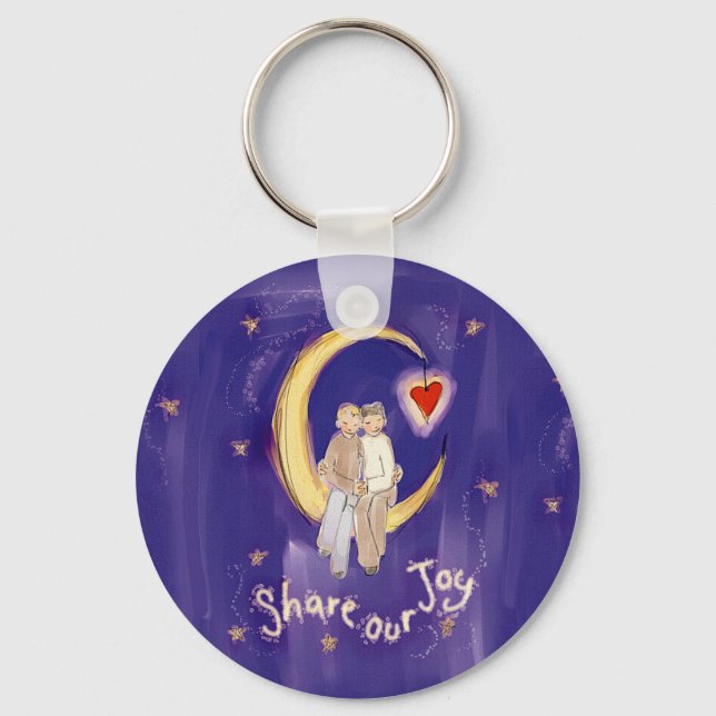 Share Our Joy Grooms on Moon Key Ring (Front)