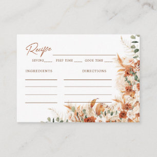 Share Recipe Boho Terracotta Floral Bridal Shower Enclosure Card