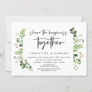 Share the happiness together, Wedding Elopement Invitation