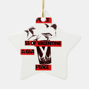 Share the Love: A Glass of Valentine Peace Art Ceramic Tree Decoration