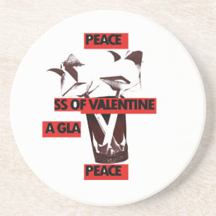 Share the Love: A Glass of Valentine Peace Art Coaster