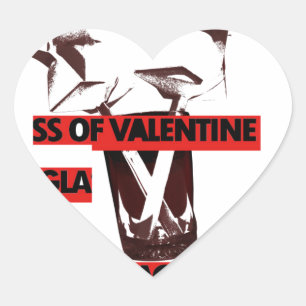 Share the Love: A Glass of Valentine Peace Art  Heart Sticker