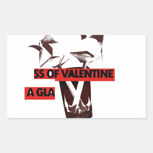 Share the Love: A Glass of Valentine Peace Art  Rectangular Sticker (Front)