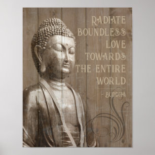 Share the Love Buddhist Wood Effect Buddha Quote Poster