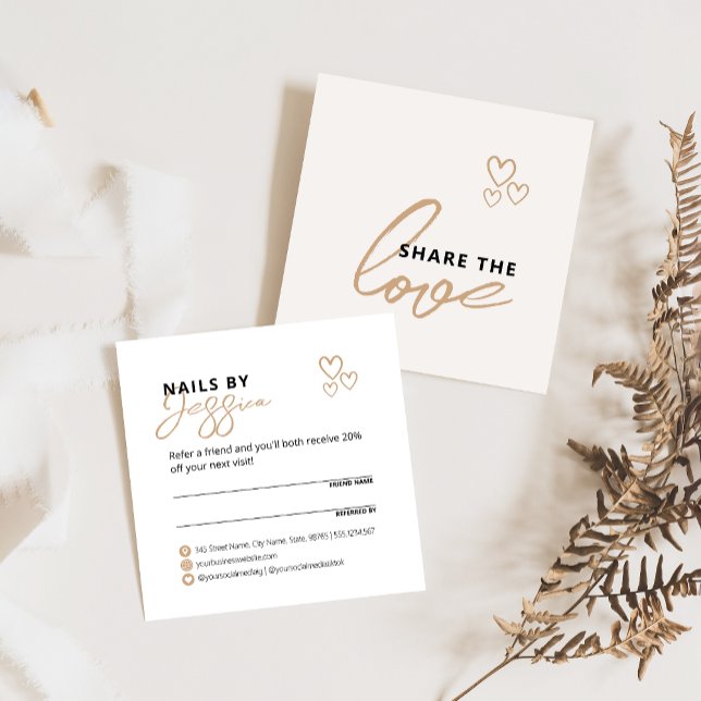 Share the Love Elegant Cream Script Typography  Referral Card (Creator Uploaded)