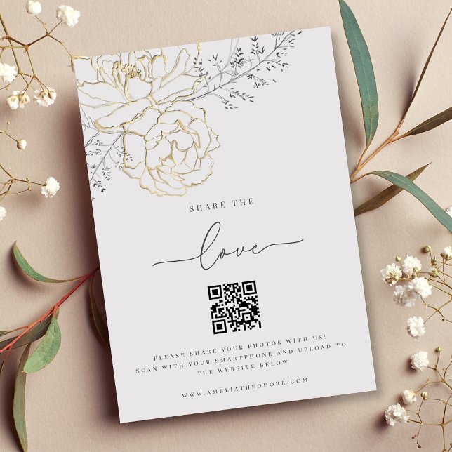 Share the Love Elegant Wedding Photo Share QR Code Enclosure Card (Creator Uploaded)