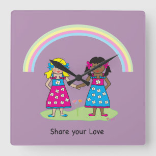 Share the Love - Equality for All Square Wall Clock