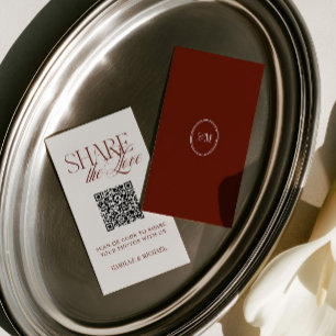 Share the Love QR Code Monogram Wedding Enclosure Card